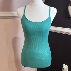 y2k abercrombie & fitch teal ribbed razor back tank top medium